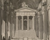 Alzado lateral del ornato realizado para las exequias de Carlos III en la iglesia de San Giacomo degli Spagnoli de Roma
