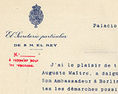 Modelo de carta de respuesta en francés de la Oficina de la Guerra Europea