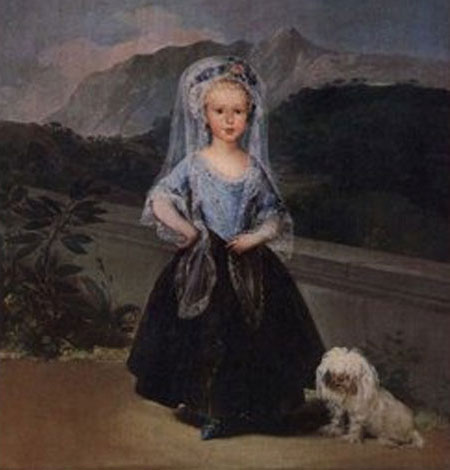 Retrato de María Teresa de Borbón y Vallabriga, niña, en un jardín 