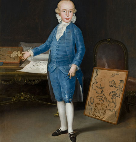 Retrato de Luis María de Borbón y Vallabriga, niño, estudiando geografía