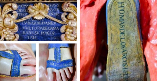 Detalles de inscripciones en la obra maestra de La Roldana